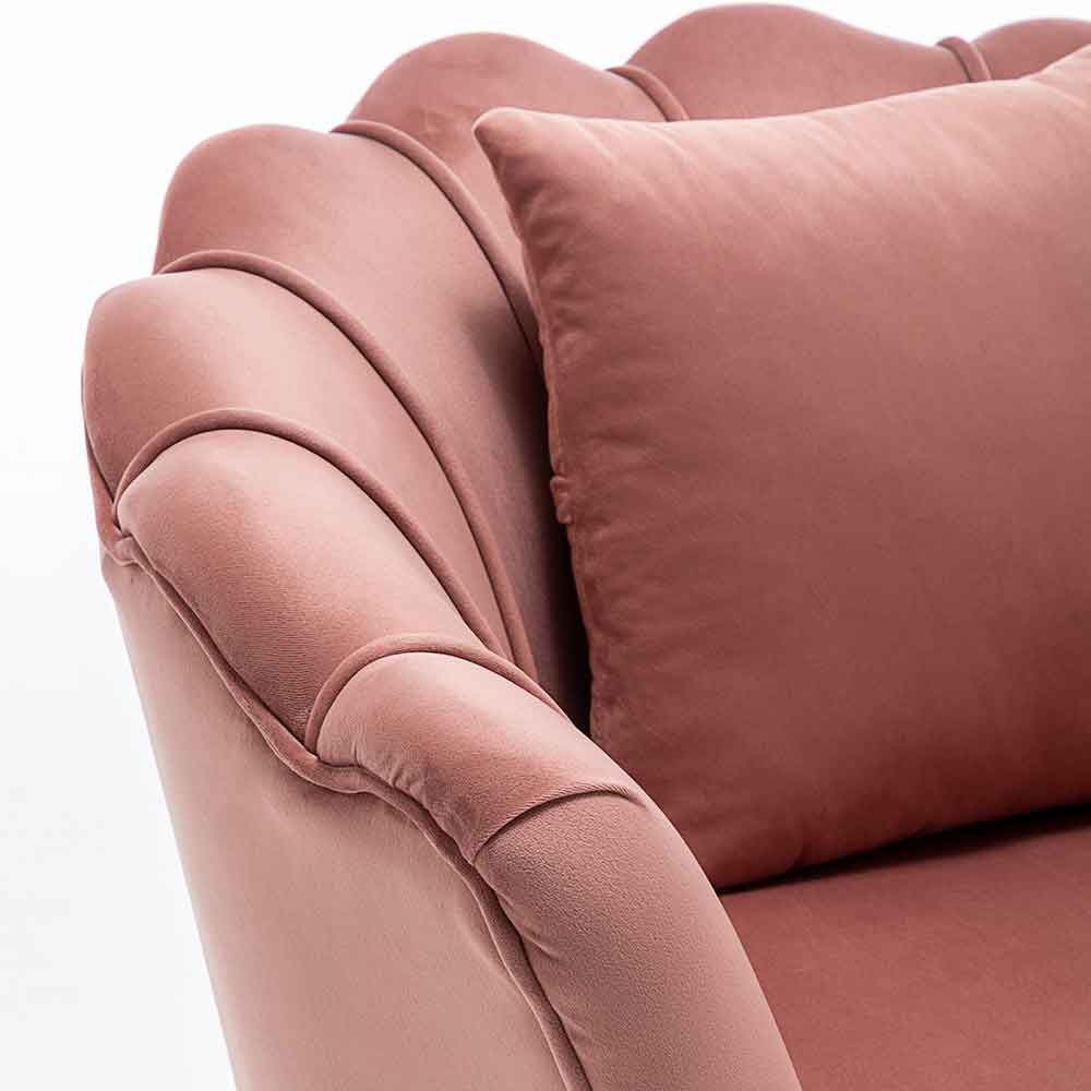 Sedia Poltrona Relax Velluto e Metallo Imbottita Design Moderno Rosa Piedi Oro