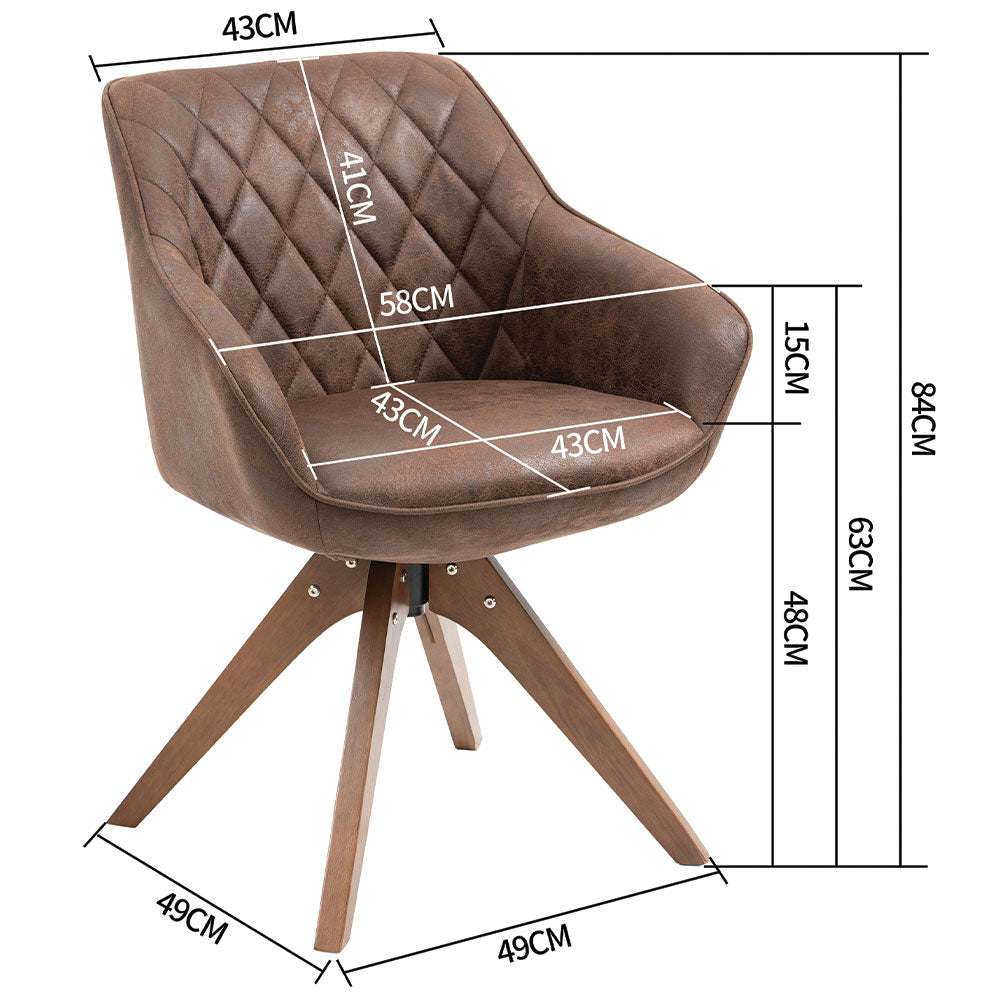 Poltrona Sedia Sala Pranzo Ufficio Ergonomica Base Girevole Gambe in legno Marrone