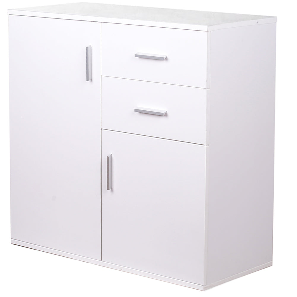 Mobile Madia con Cassetti Ante 2 Ripiani Bianco Mobiletto Credenza Cucina Bagno