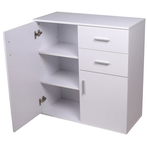 Mobile Madia con Cassetti Ante 2 Ripiani Bianco Mobiletto Credenza Cucina Bagno