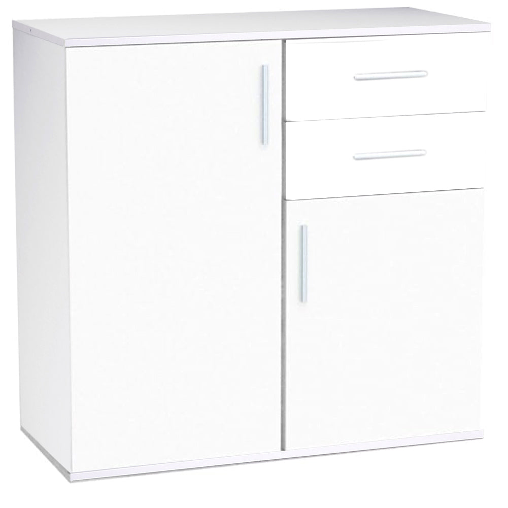 Mobile Madia con Cassetti Ante 2 Ripiani Bianco Mobiletto Credenza Cucina Bagno