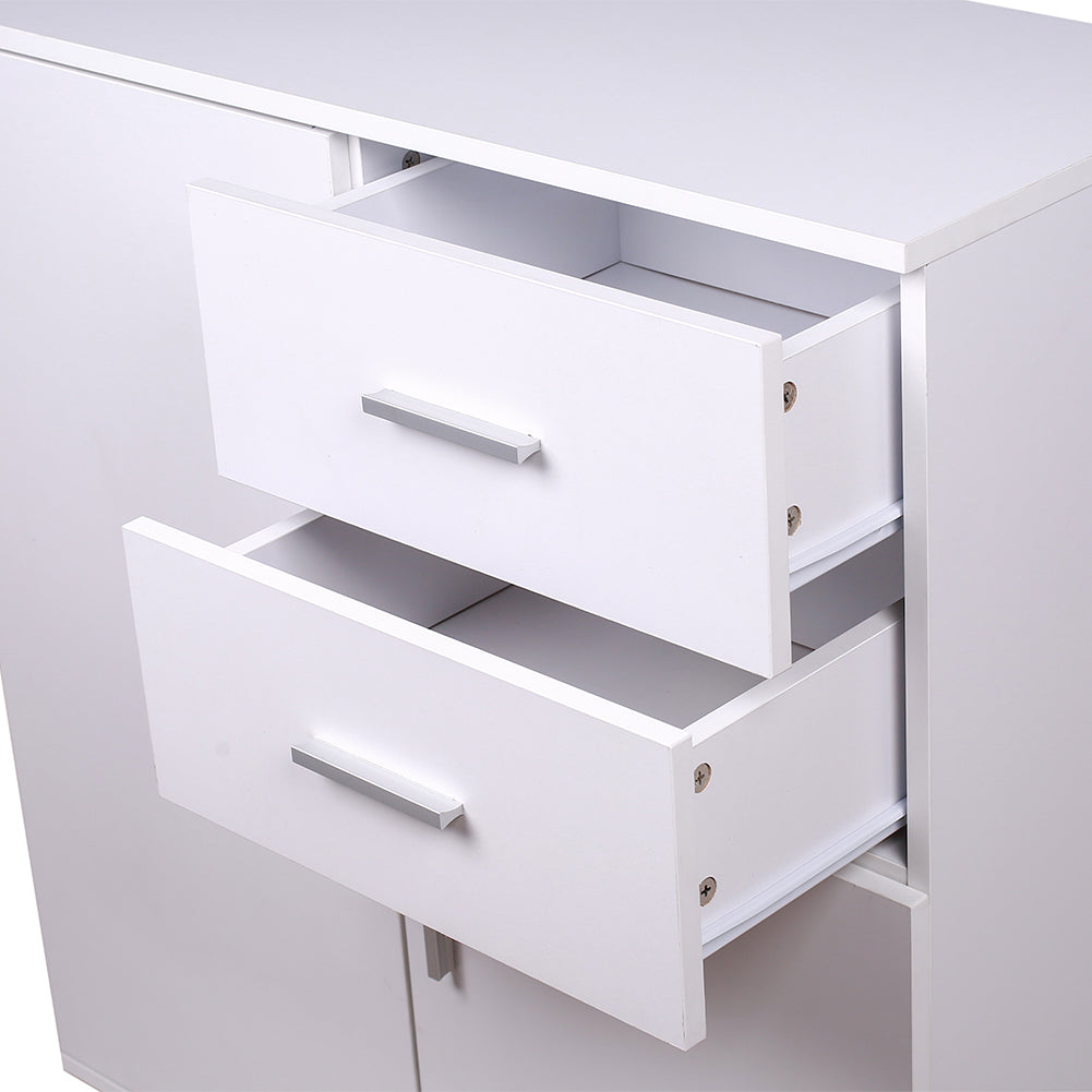 Mobile Madia con Cassetti Ante 2 Ripiani Bianco Mobiletto Credenza Cucina Bagno