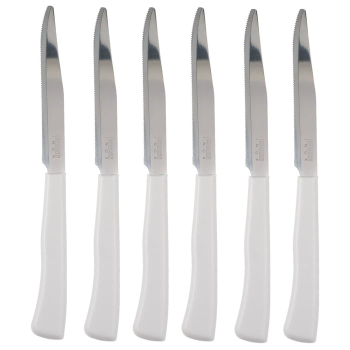 Coltelli Bistecca 24pz Manico in Polipropilene Doppia Affilatura 22cm Bianco