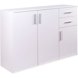 Cassettiera Mobile Armadietto 3 Porte 2 Cassetti Design Moderno Madia Bianco