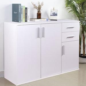 Cassettiera Mobile Armadietto 3 Porte 2 Cassetti Design Moderno Madia Bianco