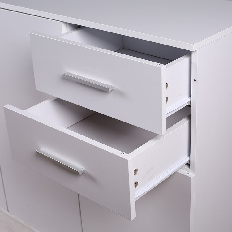 Cassettiera Mobile Armadietto 3 Porte 2 Cassetti Design Moderno Madia Bianco