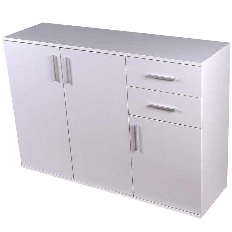 Cassettiera Mobile Armadietto 3 Porte 2 Cassetti Design Moderno Madia Bianco