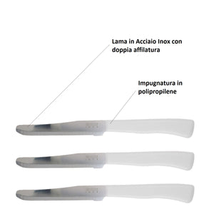 Coltelli da Tavola 24pz Manico in Polipropilene Doppia Affilatura 22cm Bianco