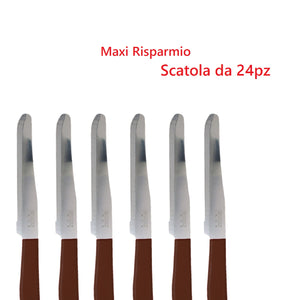 Coltelli da Tavola 24pz Manico in Polipropilene Doppia Affilatura 22cm Marrone