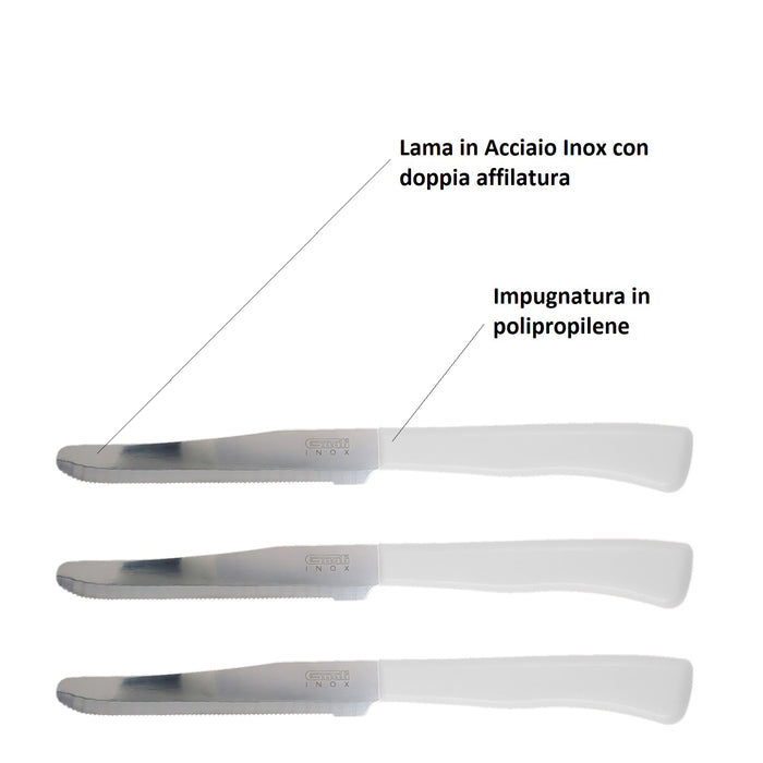 Coltelli da Tavola 24pz Manico in Polipropilene Doppia Affilatura 22cm Nero