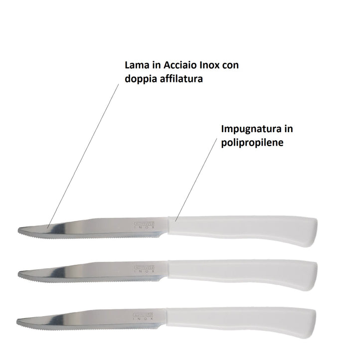 Coltelli Bistecca 24pz Manico in Polipropilene Doppia Affilatura 22cm Marrone