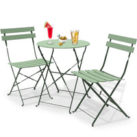 Set 3 Pezzi Giardino Tavolo con 2 Sedie da Bistrot Pieghevole Modello Parigi