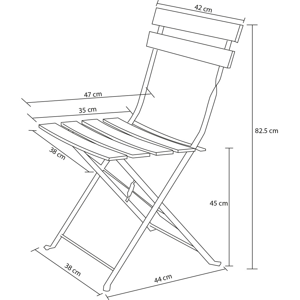 Set 3 Pezzi Giardino Tavolo con 2 Sedie da Bistrot Pieghevole Modello Parigi