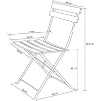 Set 3 Pezzi Giardino Tavolo con 2 Sedie da Bistrot Pieghevole Modello Parigi