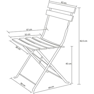 Set 3 Pezzi Giardino Tavolo con 2 Sedie da Bistrot Pieghevole Modello Parigi