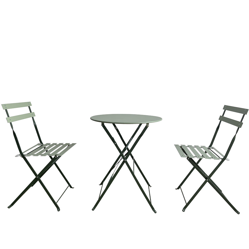 Set 3 Pezzi Giardino Tavolo con 2 Sedie da Bistrot Pieghevole Modello Parigi