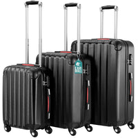 Set 3 Valigie Rigide Ruote Easy Roll Trolley Bagaglio a Mano Viaggio Nero M L XL