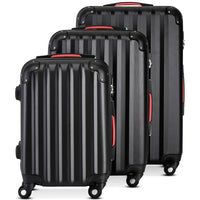 Set 3 Valigie Rigide Ruote Easy Roll Trolley Bagaglio a Mano Viaggio Nero M L XL