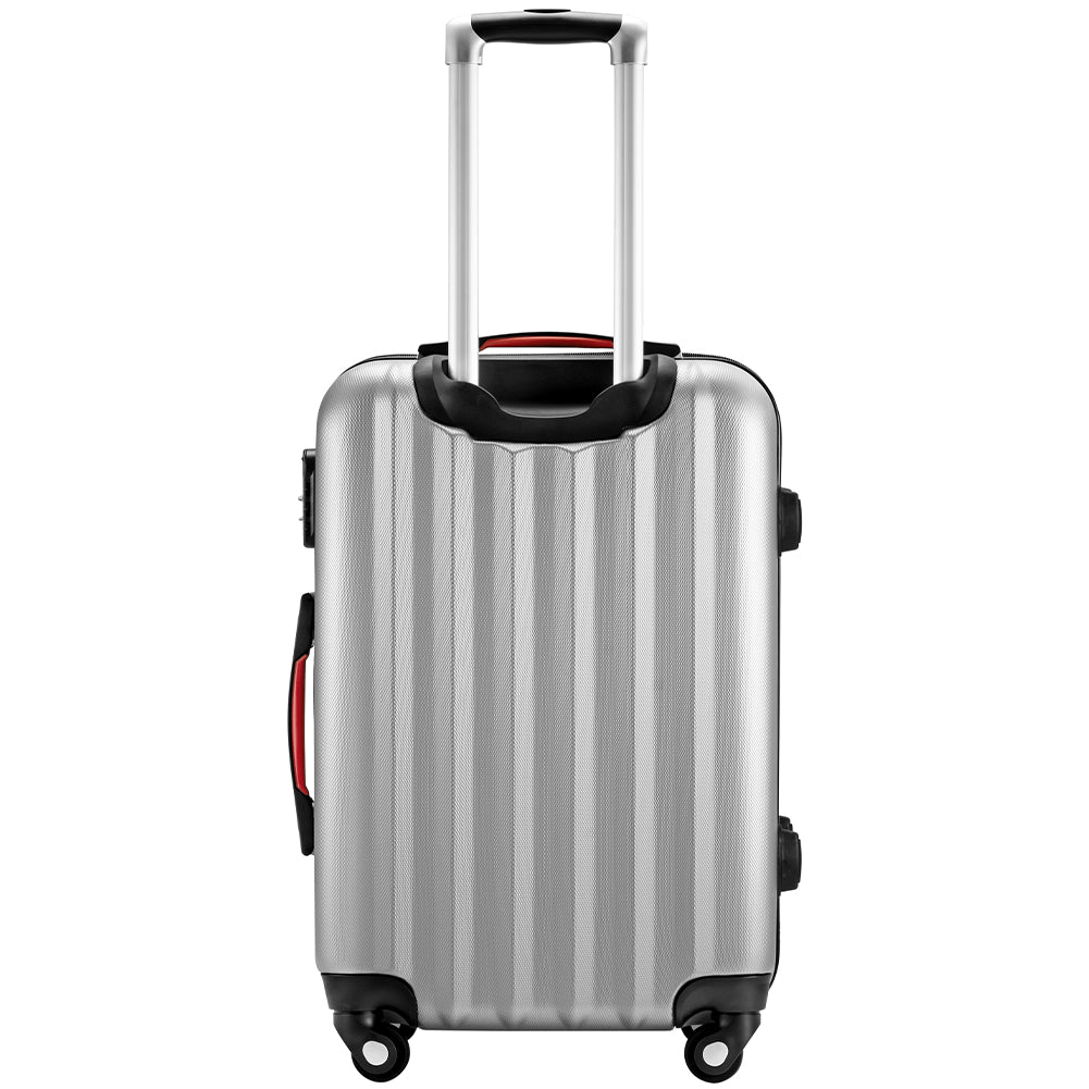 Set 3 Valigie Rigide Ruote Easy Roll Trolley Bagaglio da Viaggio Argento M L XL