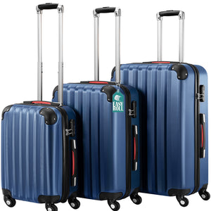 Set 3 Valigie Rigide Ruote Easy Roll Trolley Bagaglio da Viaggio Blu Navy M L XL