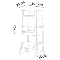 Carrello Cucina Multiuso 4Ruote 3Ripiani Portaoggetti Salvaspazio H 76cm Grigio