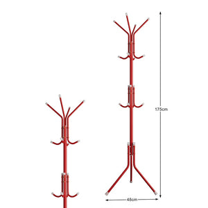 Appendiabiti a Piantana Attaccapanni da Terra Salvaspazio 12 Ganci Rosso H175cm