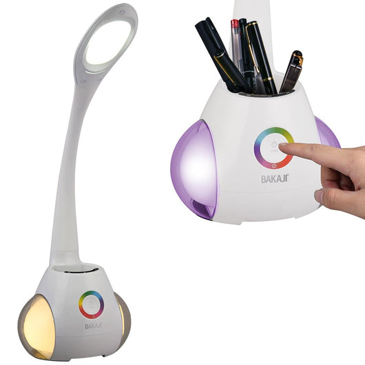 Lampada Scrivania Luce LED RGB con Portapenne Touch Bianco