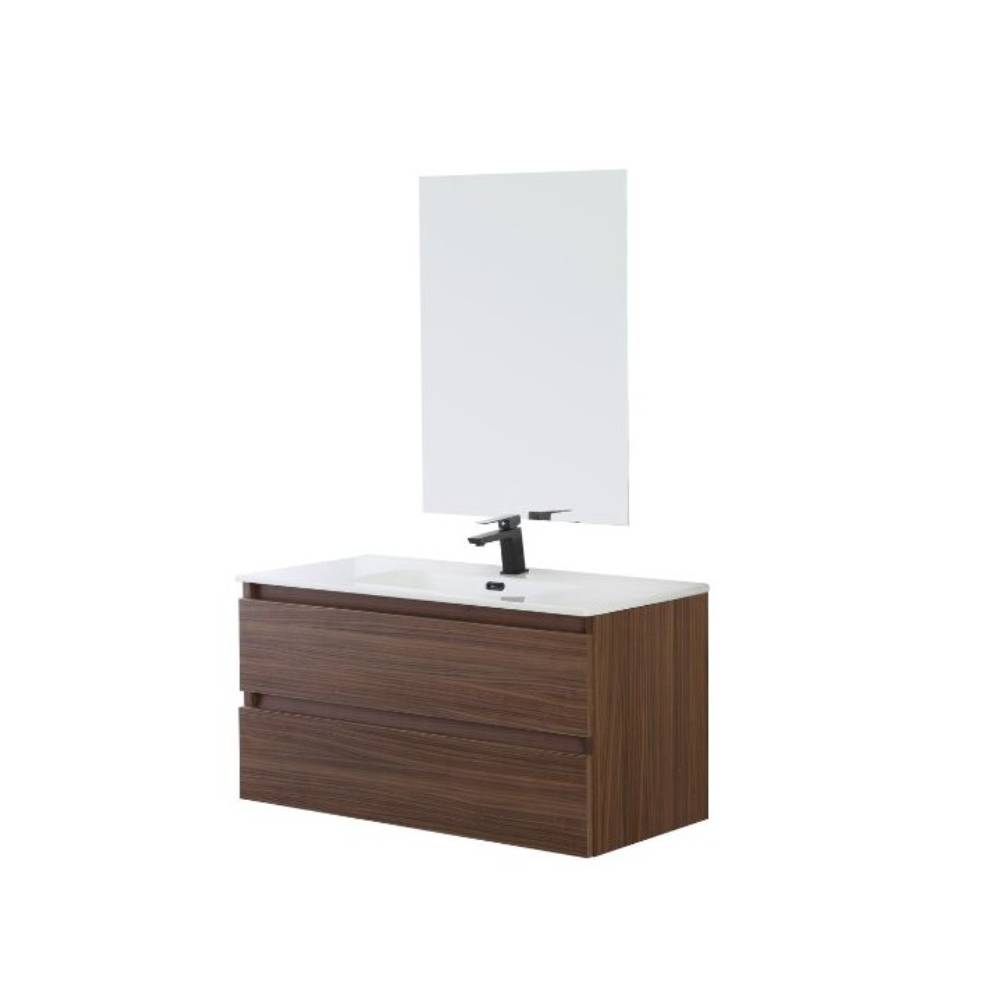 Mobile Bagno Sospeso 80 cm Noce Canaletto Specchio Revital Feridras