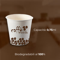 Bicchieri Caffe in Carta 75ml H. 5cm Maxi Scorta 1000pz 100% Biodegradabili Chicco