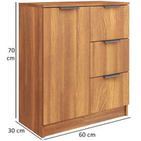 Credenza in Legno Quercia Cassettiera Consolle 1 Anta e 3 Cassetti Salvaspazio