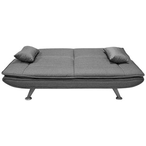 Divano Letto Ginevra Clic Clac 3 Posti Tessuto Imbottito Grey e Metallo Cuscini