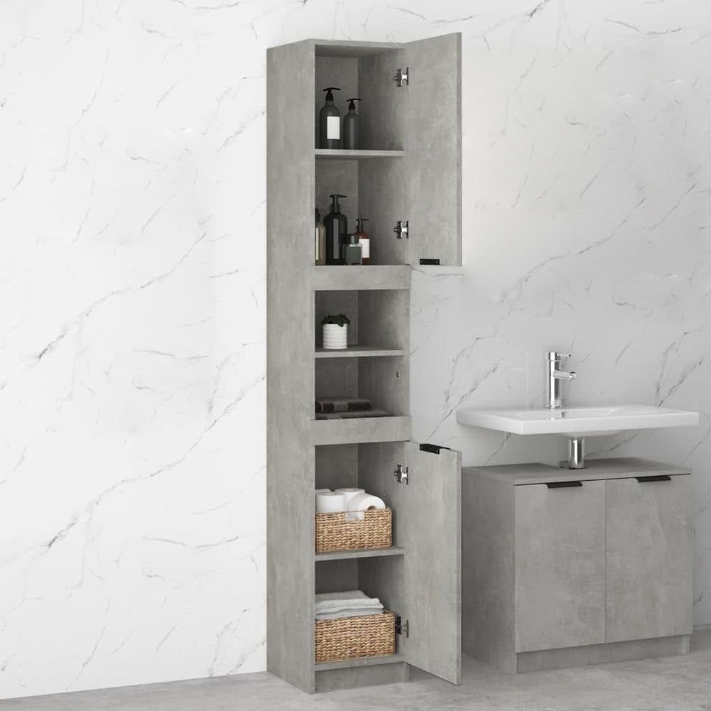 Mobile a Colonna Cemento Armadietto Salvaspazio Cuina Bagno Libreria 32x34x188cm