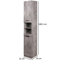 Mobile a Colonna Cemento Armadietto Salvaspazio Cuina Bagno Libreria 32x34x188cm