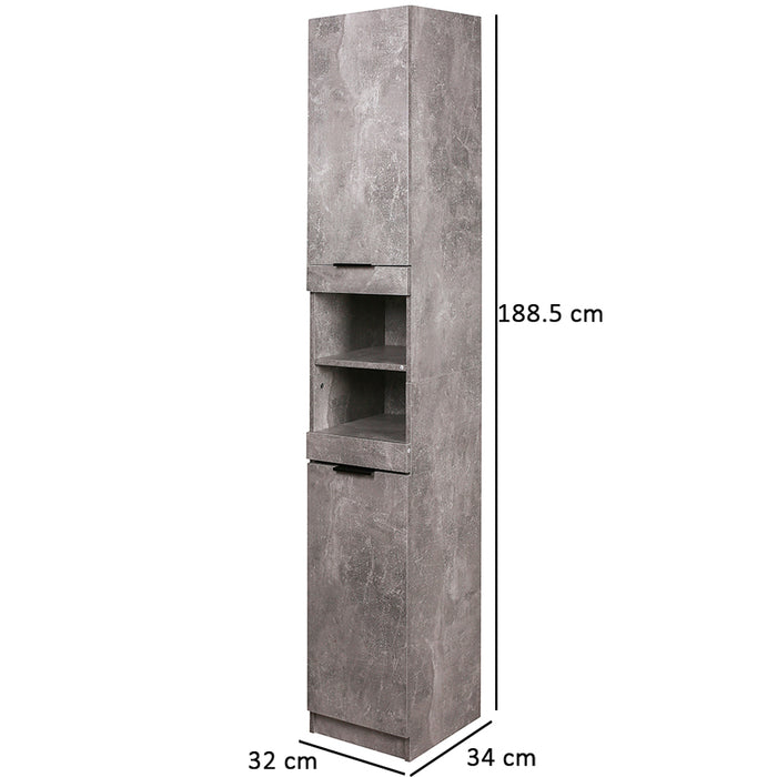 Mobile a Colonna Cemento Armadietto Salvaspazio Cuina Bagno Libreria 32x34x188cm