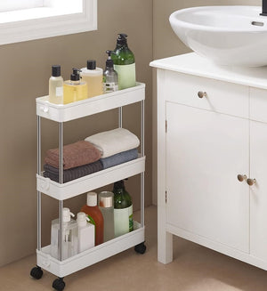 Carrellino da Bagno Slim Salvaspazio 40x13.5 H 60cm Bianco Accessori da Bagno