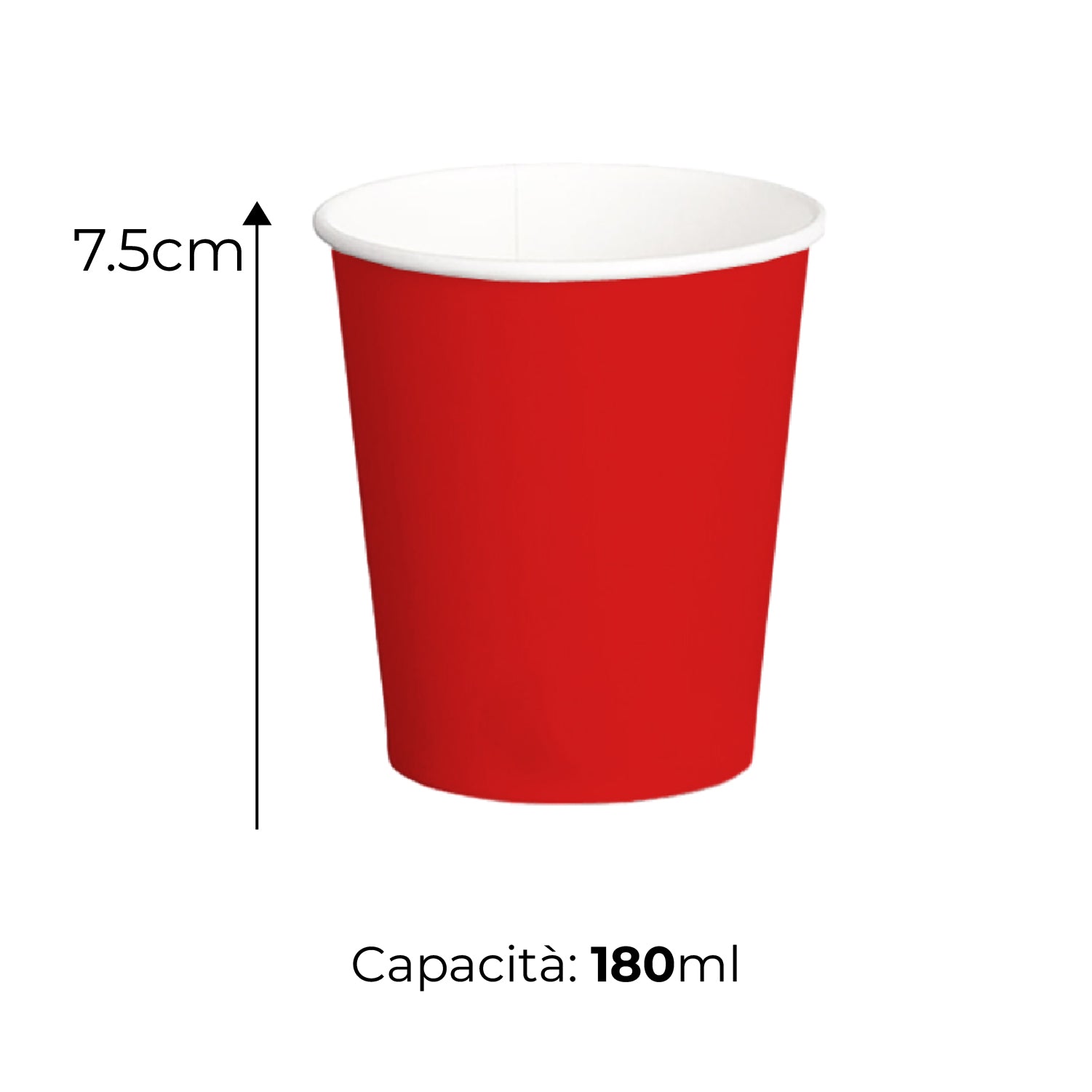 Bicchieri Acqua in Carta 180ml H. 7.5cm Maxi Scorta 500pz 100% Biodegradabili Rosso