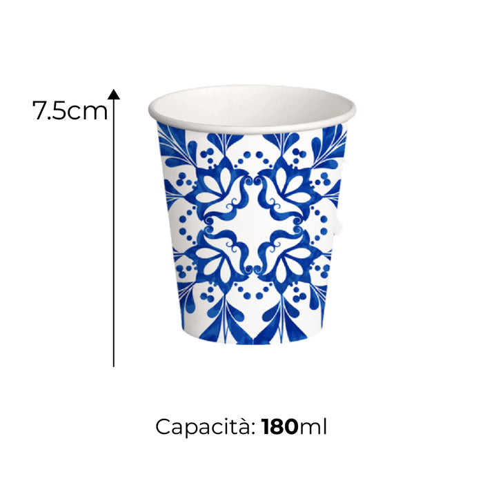 Bicchieri Acqua in Carta 180ml H. 7.5cm Maxi Scorta 500pz 100% Biodegradabili Vietri