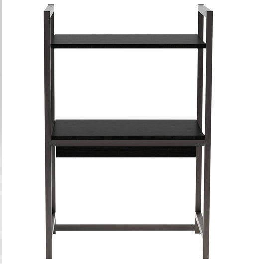 Scaffale Organizer Casa Ufficio 2Ripiani Metallo e Legno MDF 53x35 H80cm Nero