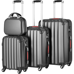 Set 3+1 Valigie Rigide Easy Roll Trolley Bagaglio e Beauty Case Viaggio Grigio