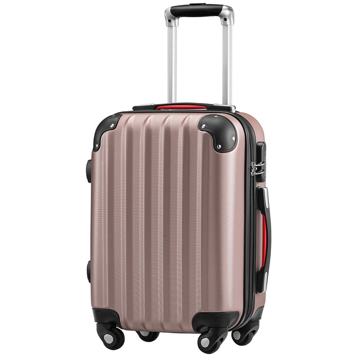 Set 3+1 Valigie Rigide Easy Roll Trolley Bagaglio e Beauty Case da Viaggio Rosa