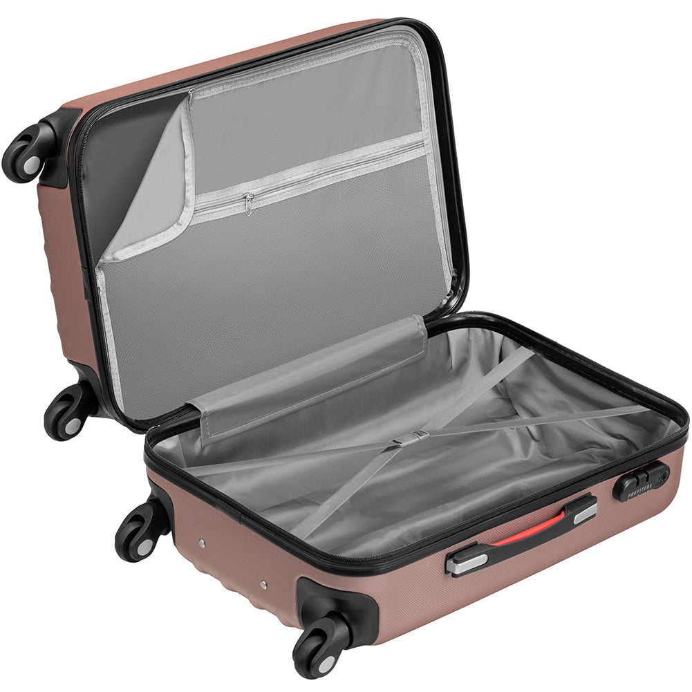 Set 3+1 Valigie Rigide Easy Roll Trolley Bagaglio e Beauty Case da Viaggio Rosa