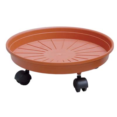 Sottovaso tondo + ruote margherita ics pp terracotta x vaso cm 45 (3 pezzi) Ics 