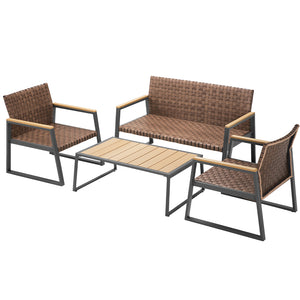 Set Salotto da Giardino Salottino in Polyrattan con Poltrone e Tavolo da Esterno