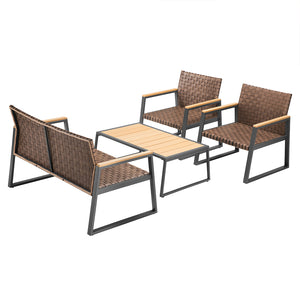 Set Salotto da Giardino Salottino in Polyrattan con Poltrone e Tavolo da Esterno