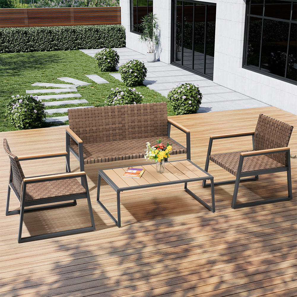 Set Salotto da Giardino Salottino in Polyrattan con Poltrone e Tavolo da Esterno