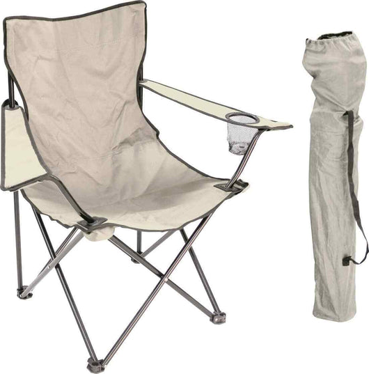 Sedia Campeggio Kit 2pz Camping Pieghevole Telo Oxford Sacca con Maniglia Beige