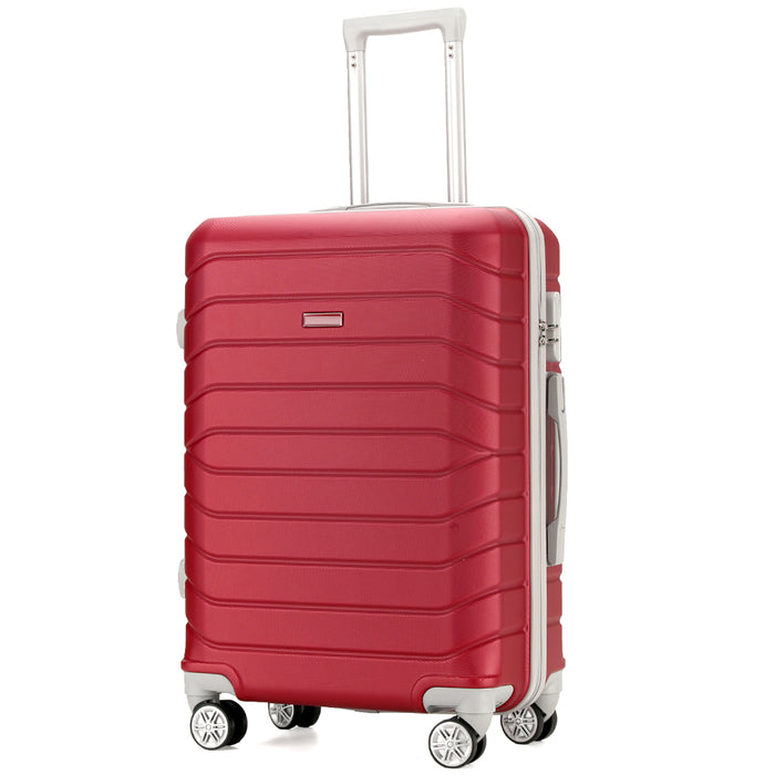 Set 4 Valigie Rigide Bordeaux Trolley Bagaglio con Beauty Case Viaggio Easy Roll