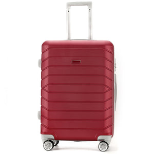 Set 4 Valigie Rigide Bordeaux Trolley Bagaglio con Beauty Case Viaggio Easy Roll