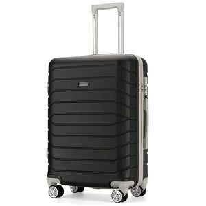 Set 4 Valigie Rigide Nero Trolley Bagaglio con Beauty Case da Viaggio Easy Roll