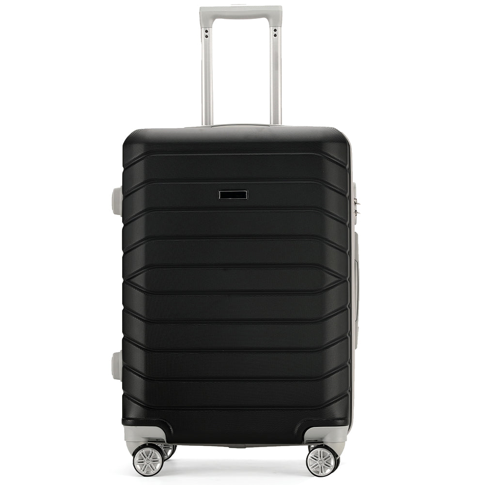 Set 4 Valigie Rigide Nero Trolley Bagaglio con Beauty Case da Viaggio Easy Roll